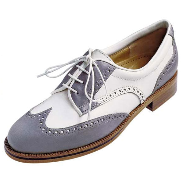 Chaussures de Golf, Derbies FEMME modèle Aristocratic Cuir oeuf de canard bleu et blanc