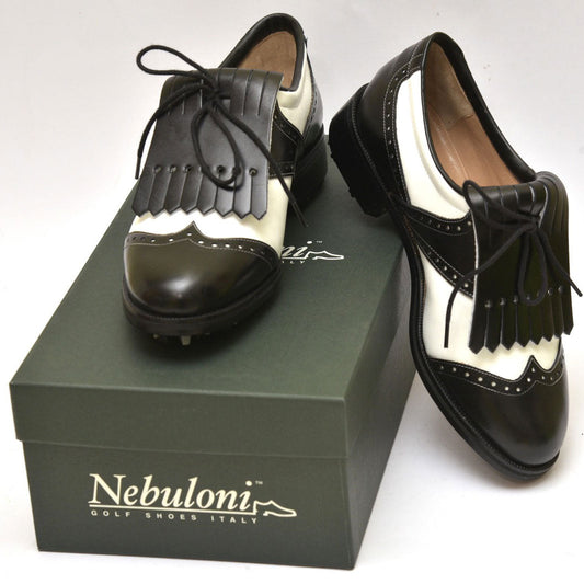 NEBULONI GOLF SHOES, DERBIES FEMME - Classic - Cuir Black & white
