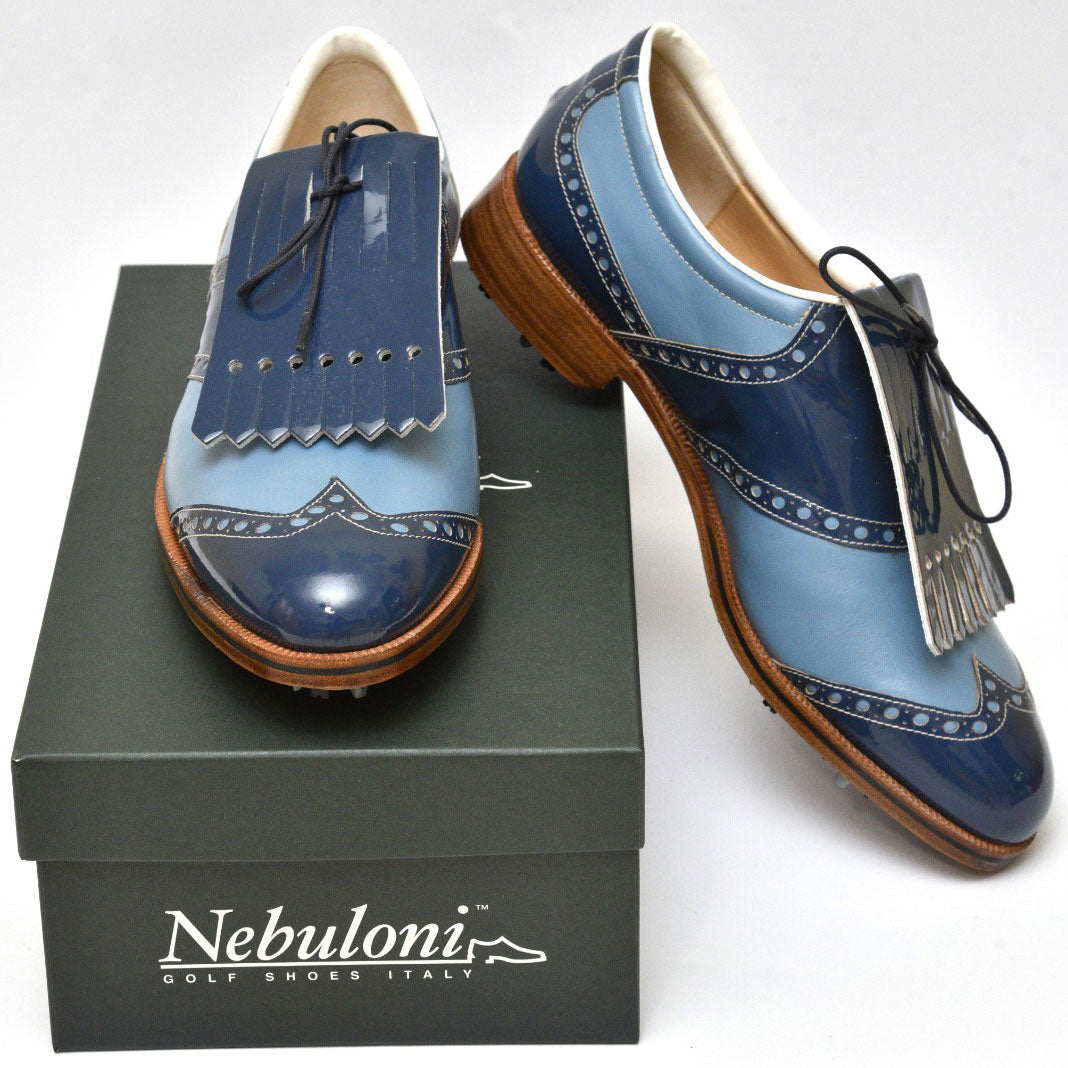 NEBULONI GOLF SHOES, DERBIES HOMME - Classic - Cuir Blue et baby blue